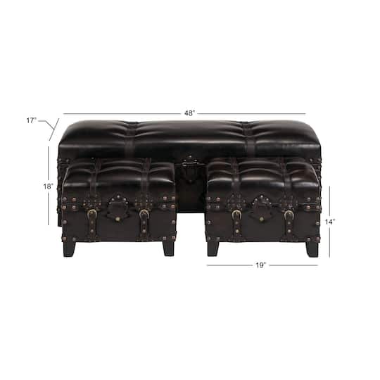 Dark Brown Cedar Traditional Storage Bench Set